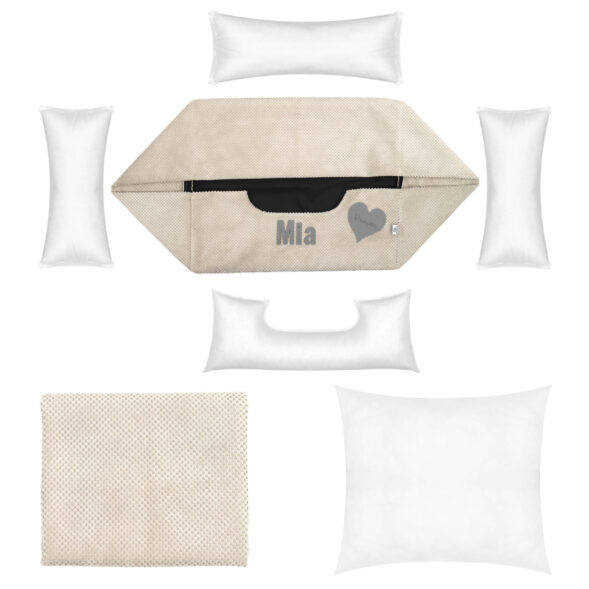 Zestaw Platinum – elementy zestawu Elementy zestawu legowiska Platinum beżowe – wkłady, pokrowiec,